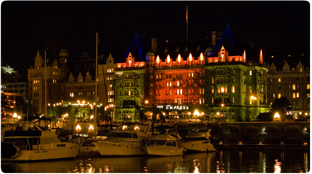 photo of Downtown Victoria BC harbour at night